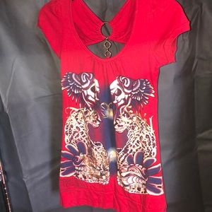 Red Graphic Mini Dress